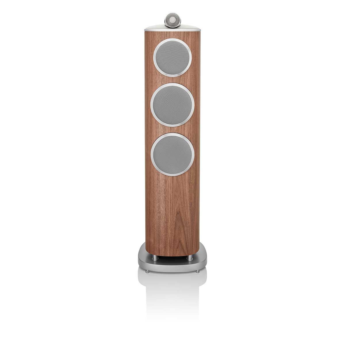 Bowers & Wilkins 804 D4 Floorstanding Speaker, Satin Walnut, front view with grille