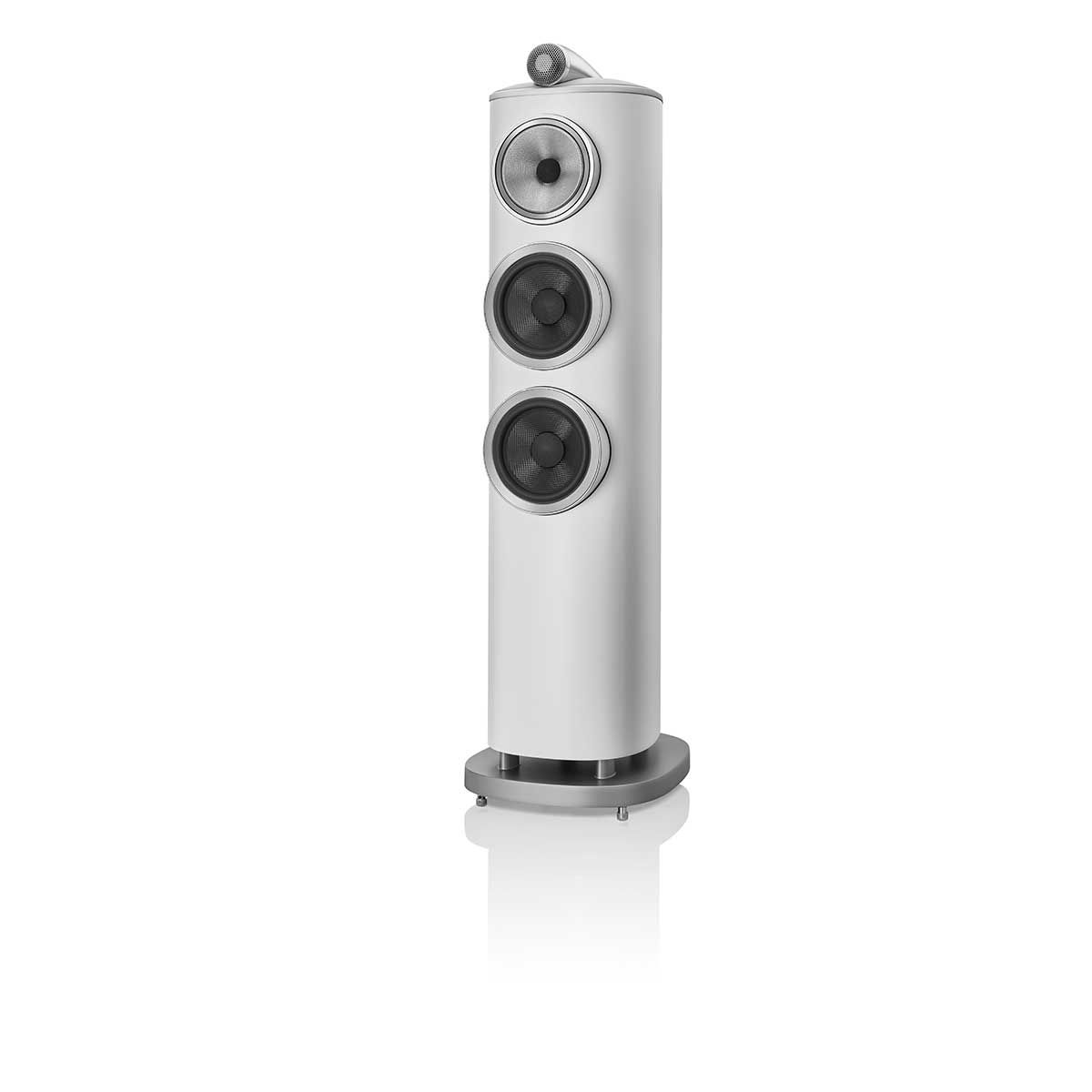 Bowers & Wilkins 804 D4 Floorstanding Speaker, White, front angle without grille
