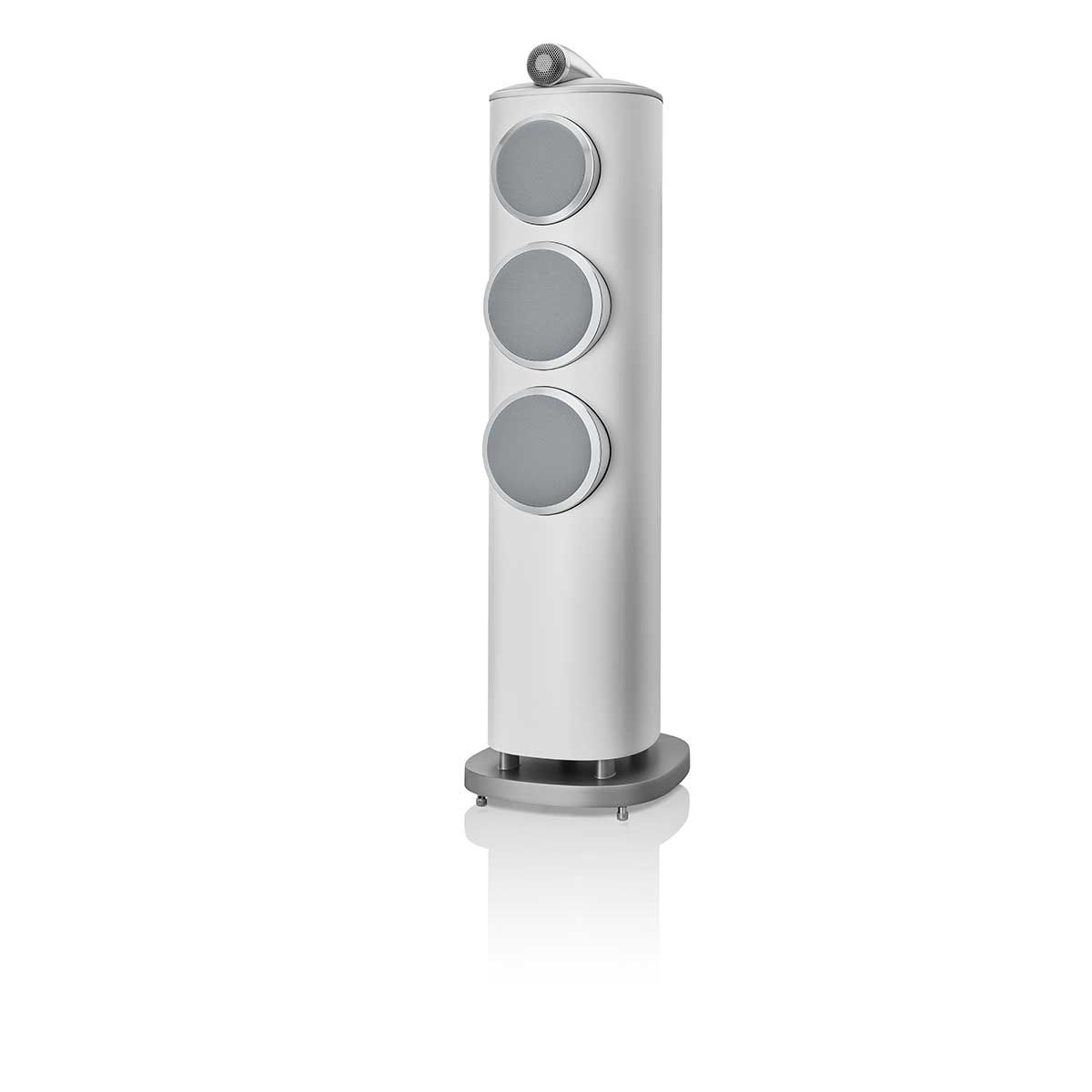 Bowers & Wilkins 804 D4 Floorstanding Speaker, White, front angle with grille