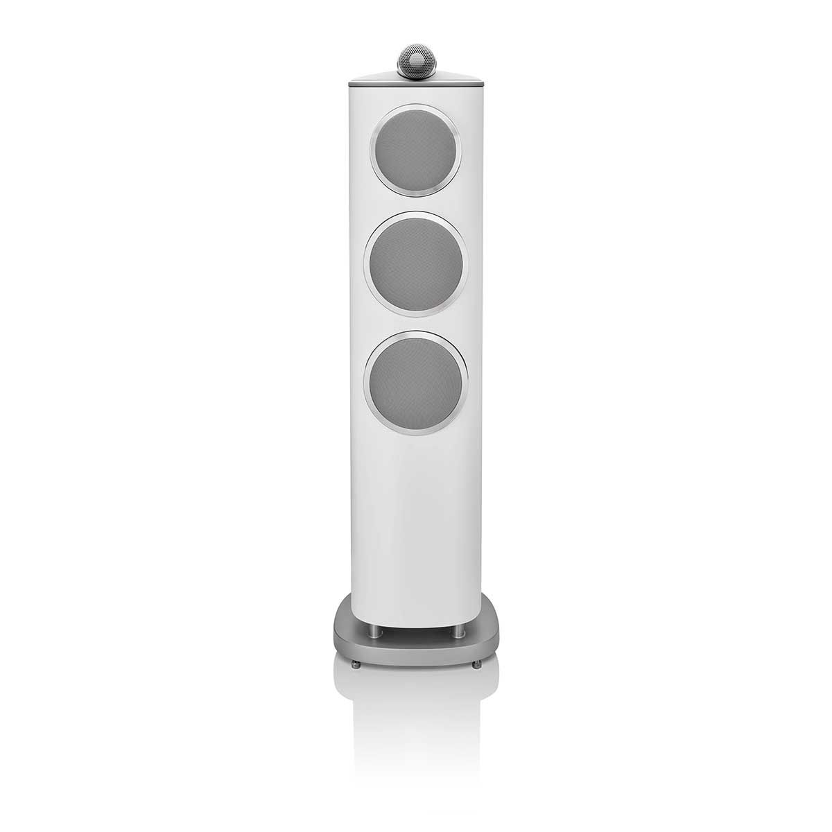 Bowers & Wilkins 804 D4 Floorstanding Speaker, White, front view with grille