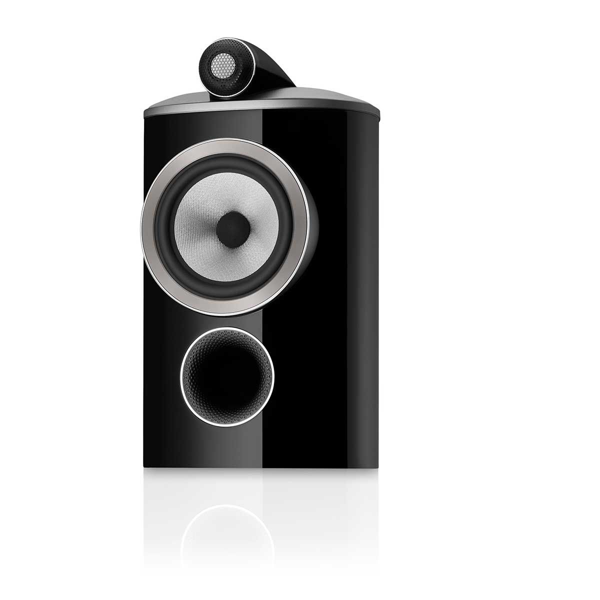 Bowers & Wilkins 805 D4 Bookshelf Speaker, Gloss Black, front angle without grille