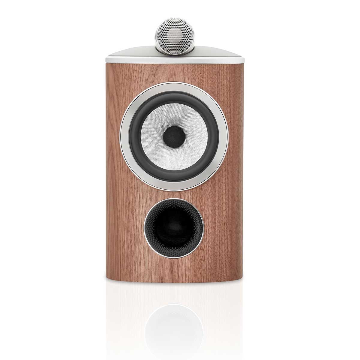 Bowers & Wilkins 805 D4 Bookshelf Speaker, Satin Walnut, front view without grille