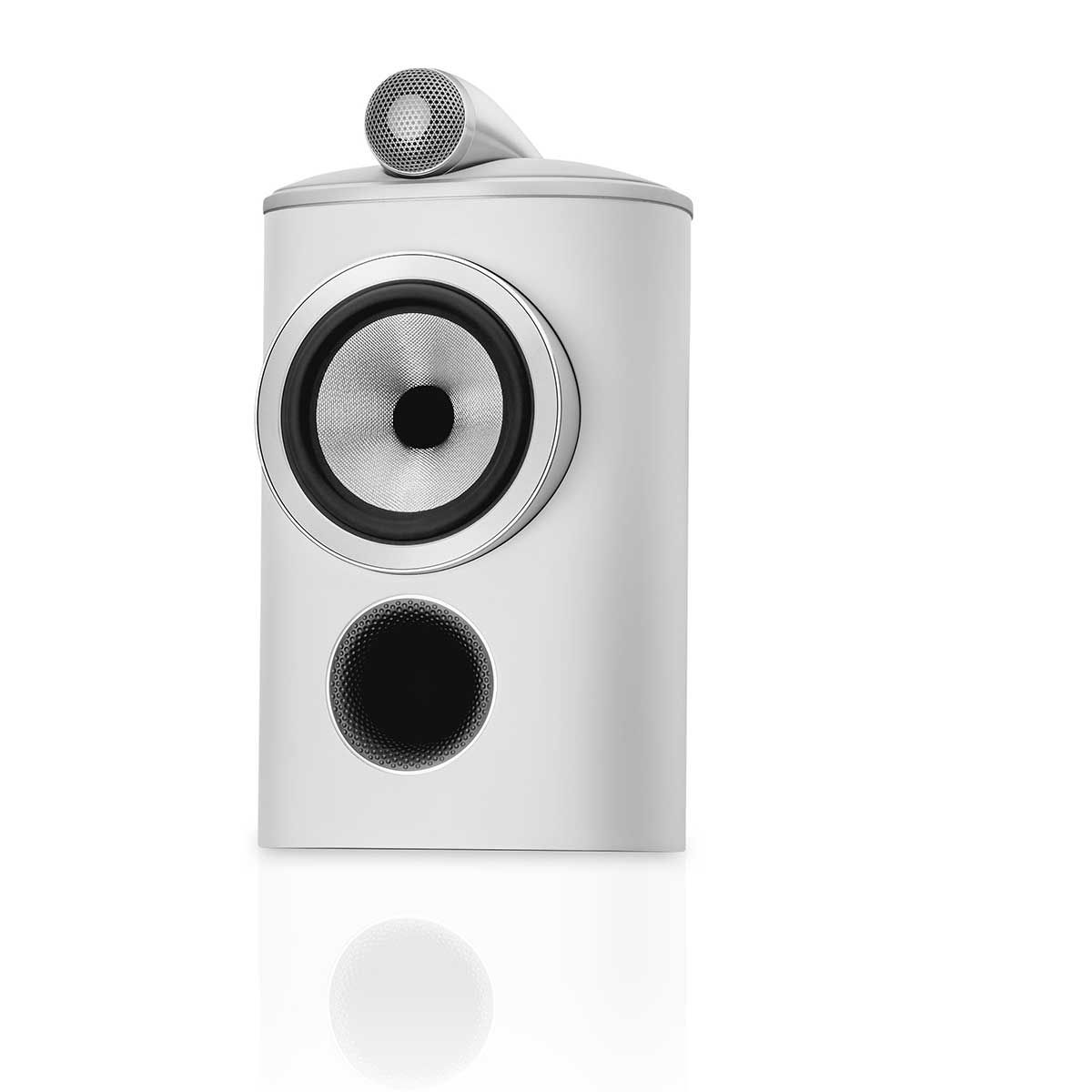 Bowers & Wilkins 805 D4 Bookshelf Speaker, White, front angle without grille