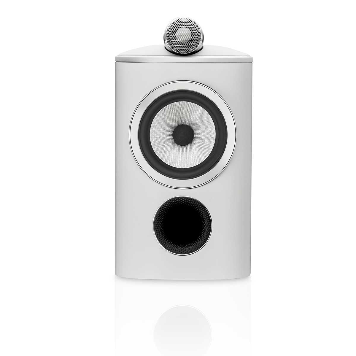 Bowers & Wilkins 805 D4 Bookshelf Speaker, White, front view without grille
