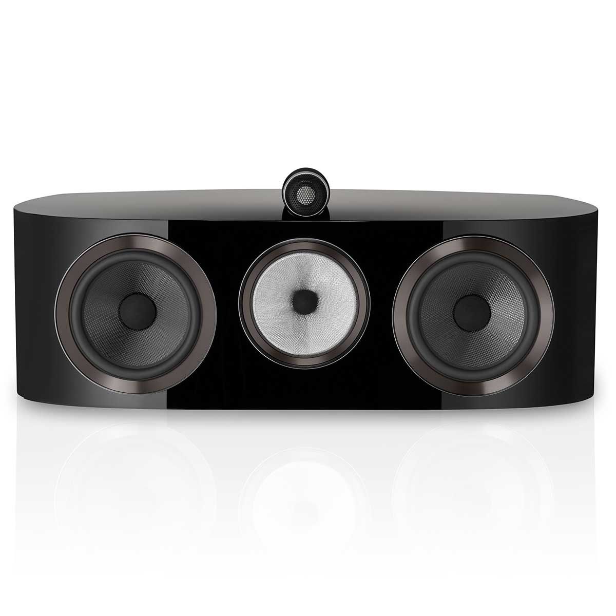 Bowers & Wilkins HTM81 D4 Center Channel Speaker, Gloss Black, front view without grille