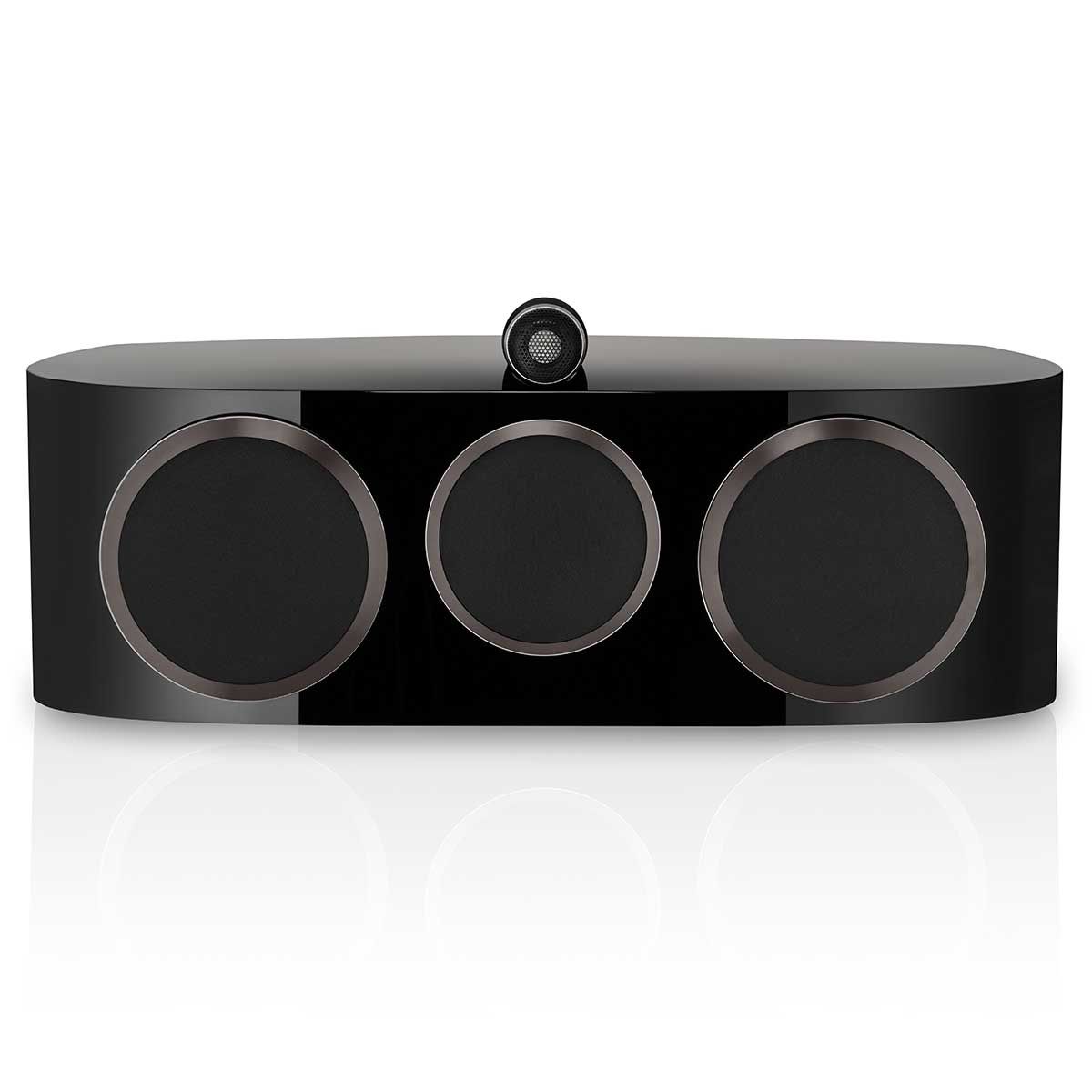 Bowers & Wilkins HTM81 D4 Center Channel Speaker, Gloss Black, front view with grille