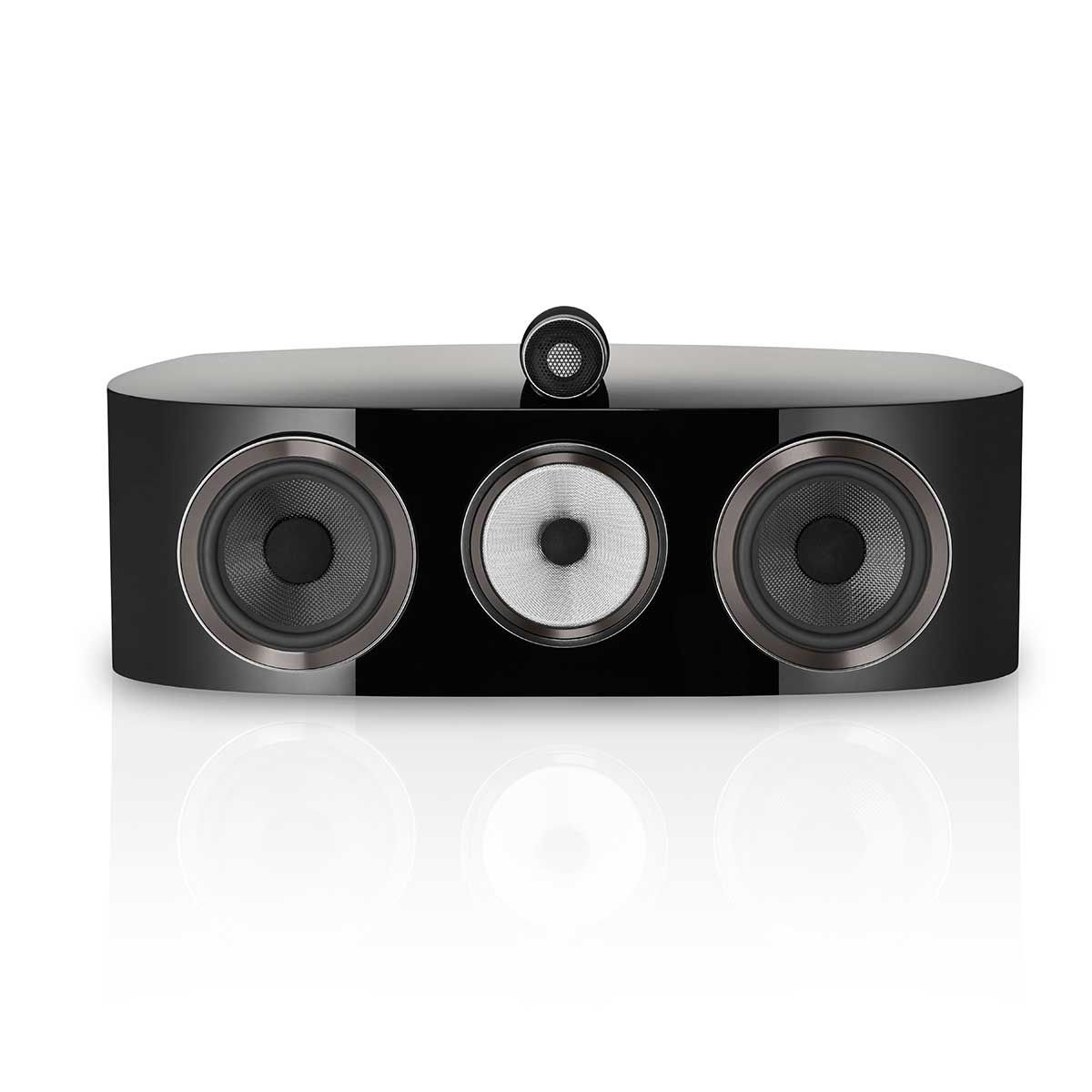 Bowers & Wilkins HTM82 D4 Center Channel Speaker, Gloss Black, front view without grille