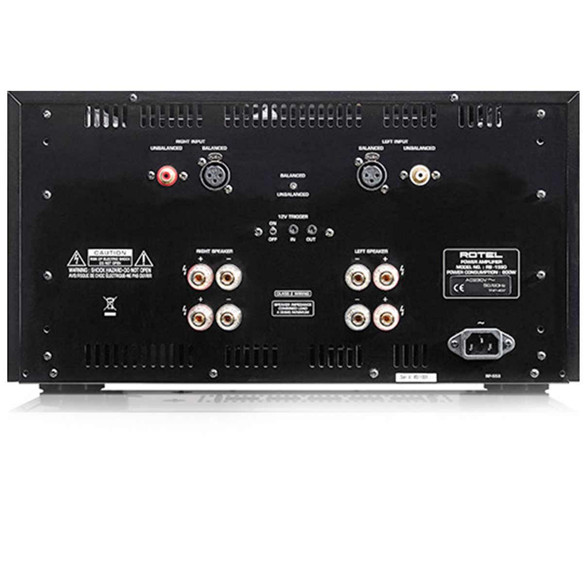 Back view Rotel RB-1590 Stereo Class A/B Power Amplifier - Black