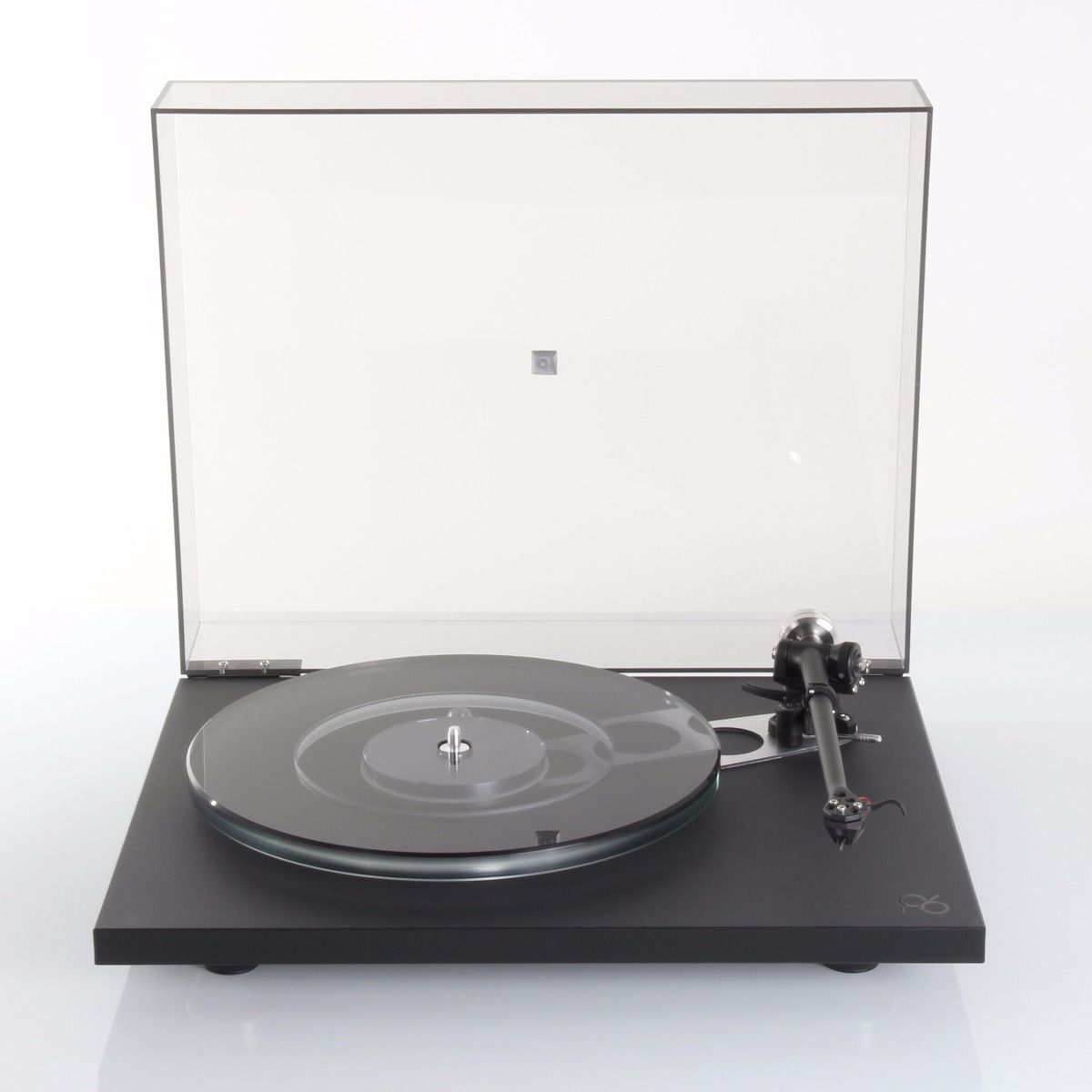 Rega Planar 6 Turntable - Polaris Gray - front view with dustcover open