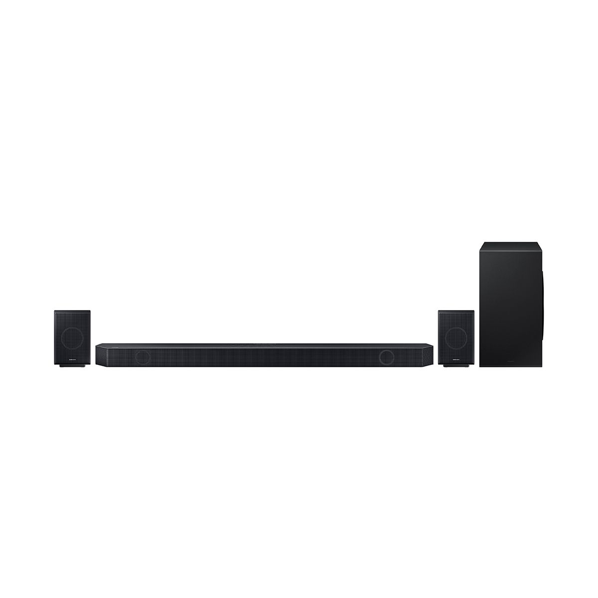Samsung Q990C 11.1.4 ch. Wireless Dolby ATMOS Soundbar w/ Wireless Subwoofer and Surrounds - front view rearranged