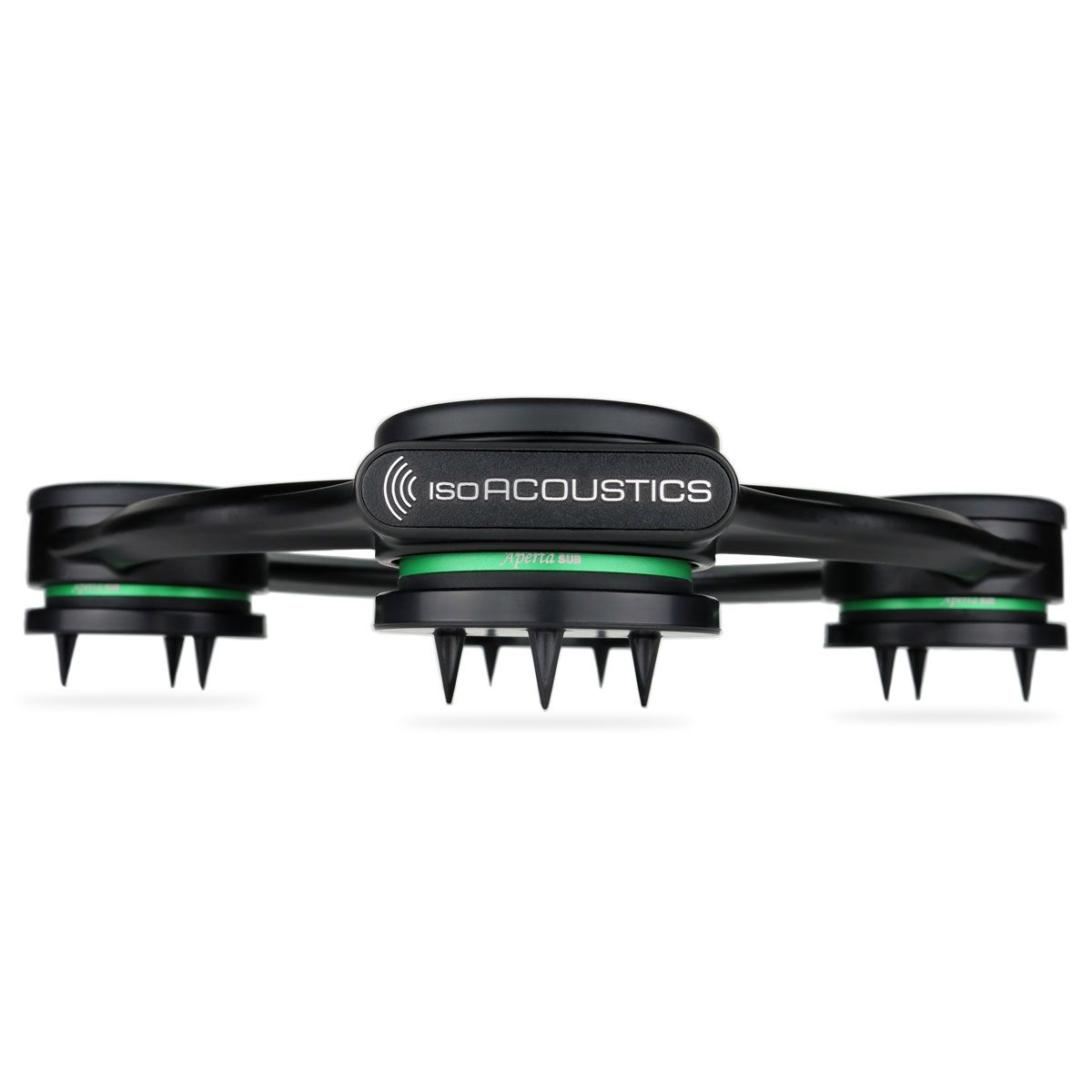 IsoAcoustics Aperta Sub Subwoofer Isolation Stand, head on with carpet spikes