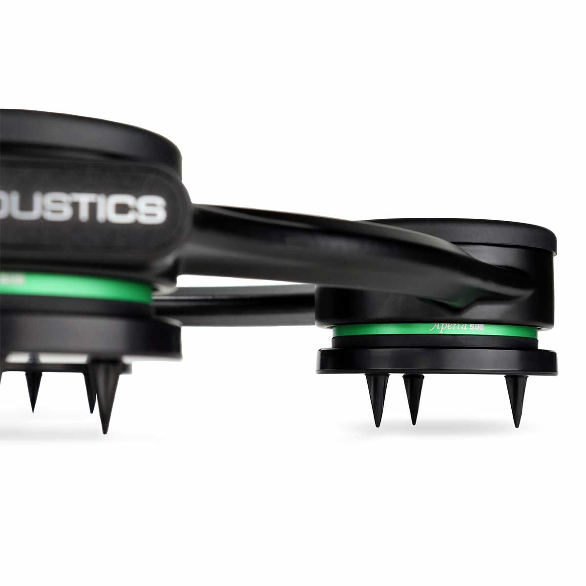 IsoAcoustics Aperta Sub Subwoofer Isolation Stand, side view with carpet spikes