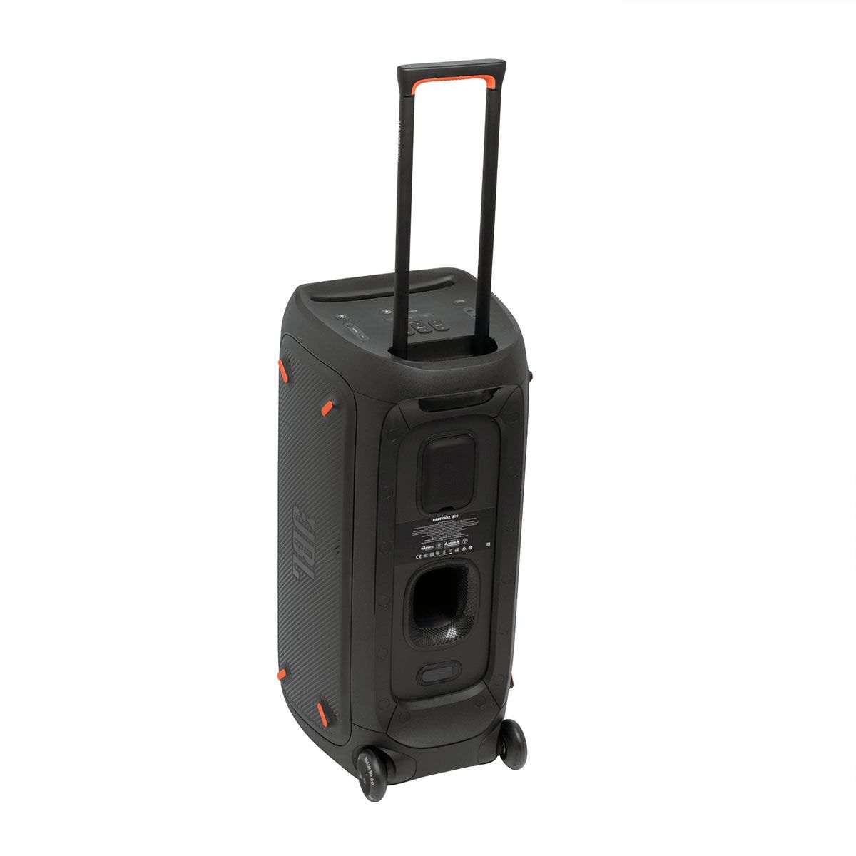 JBL PartyBox 310 angled view with handle extended