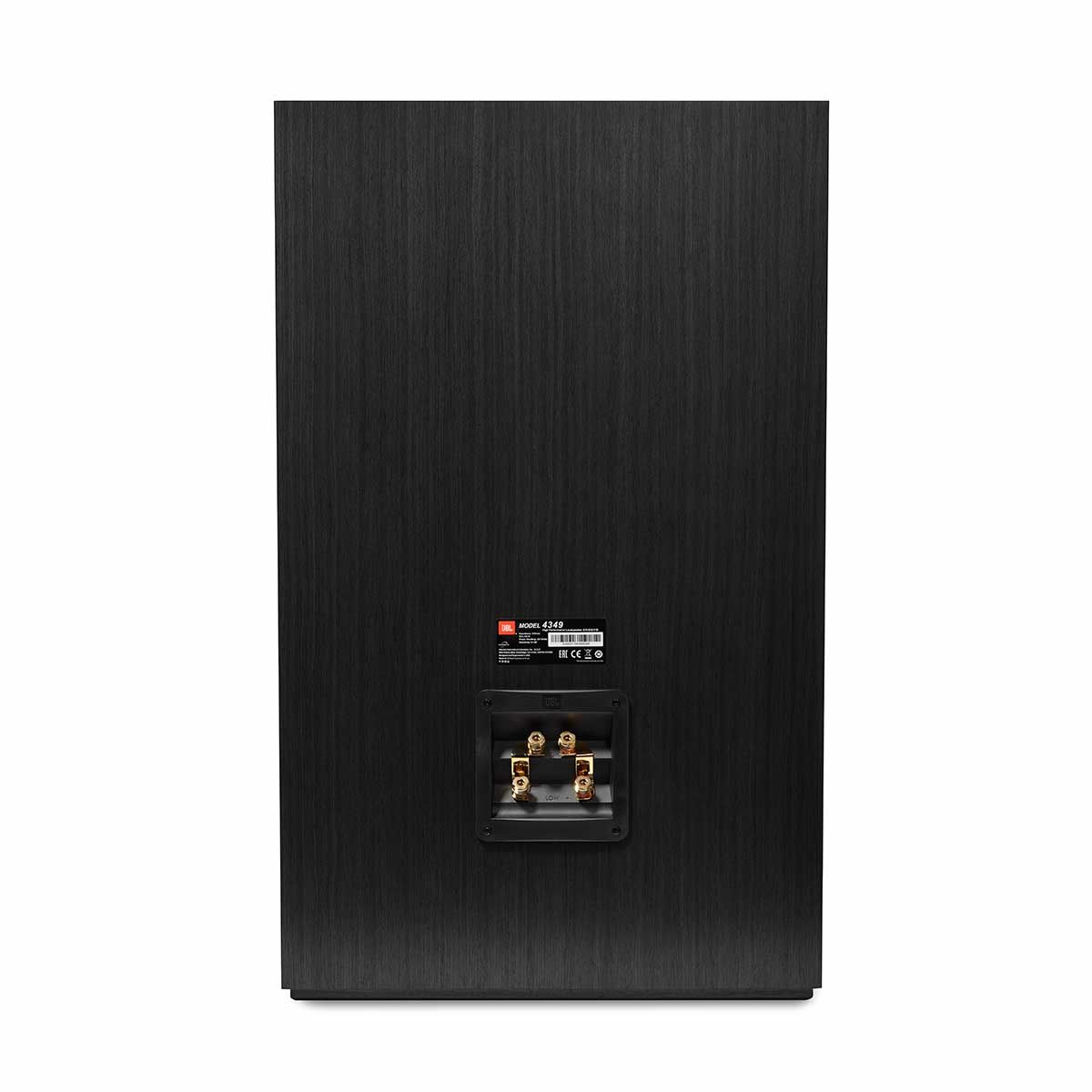 JBL Synthesis 4349 2-Way Studio Monitor, Black, rear view, detailed view of binding posts