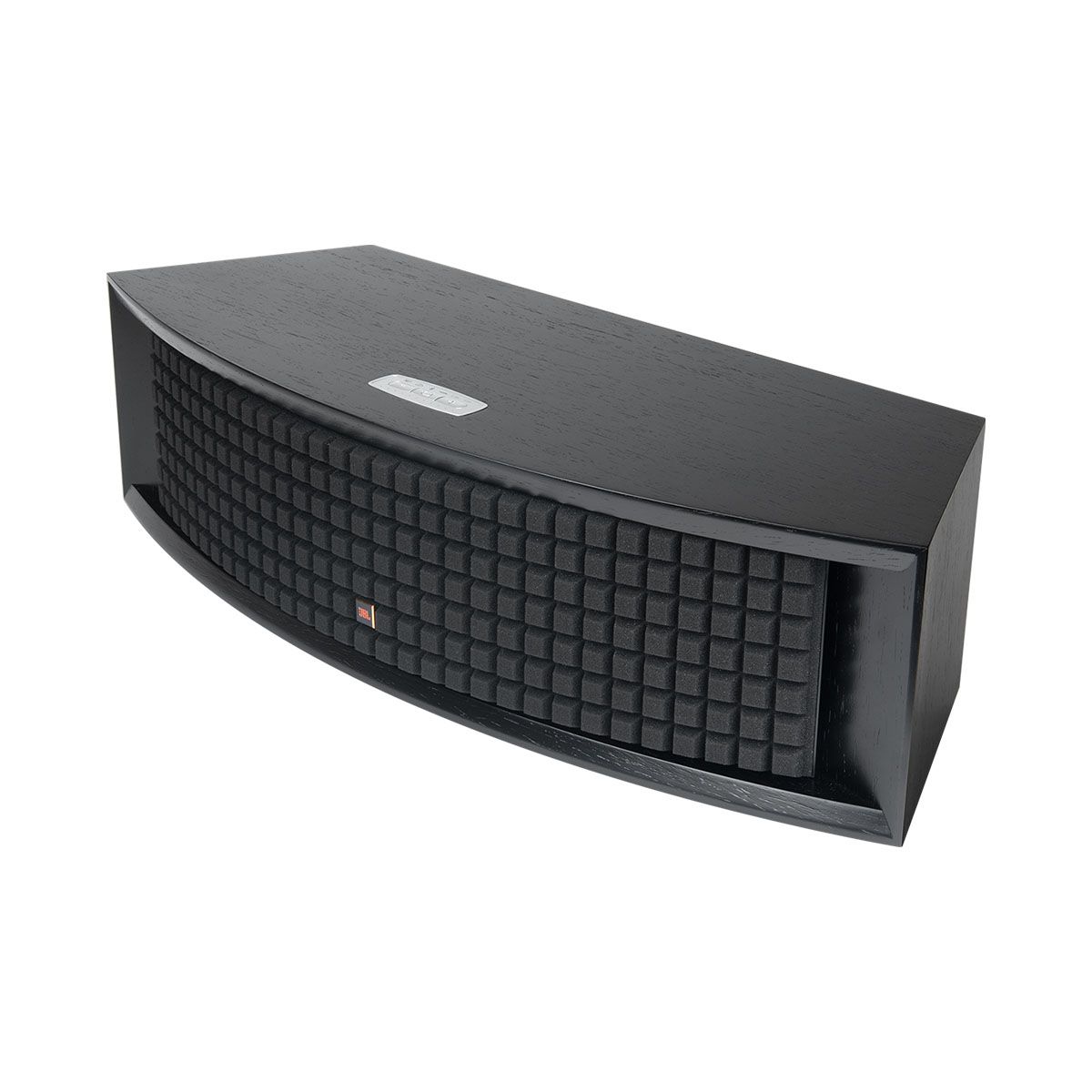 JBL L42ms Integrated Music System black angled front view with grille