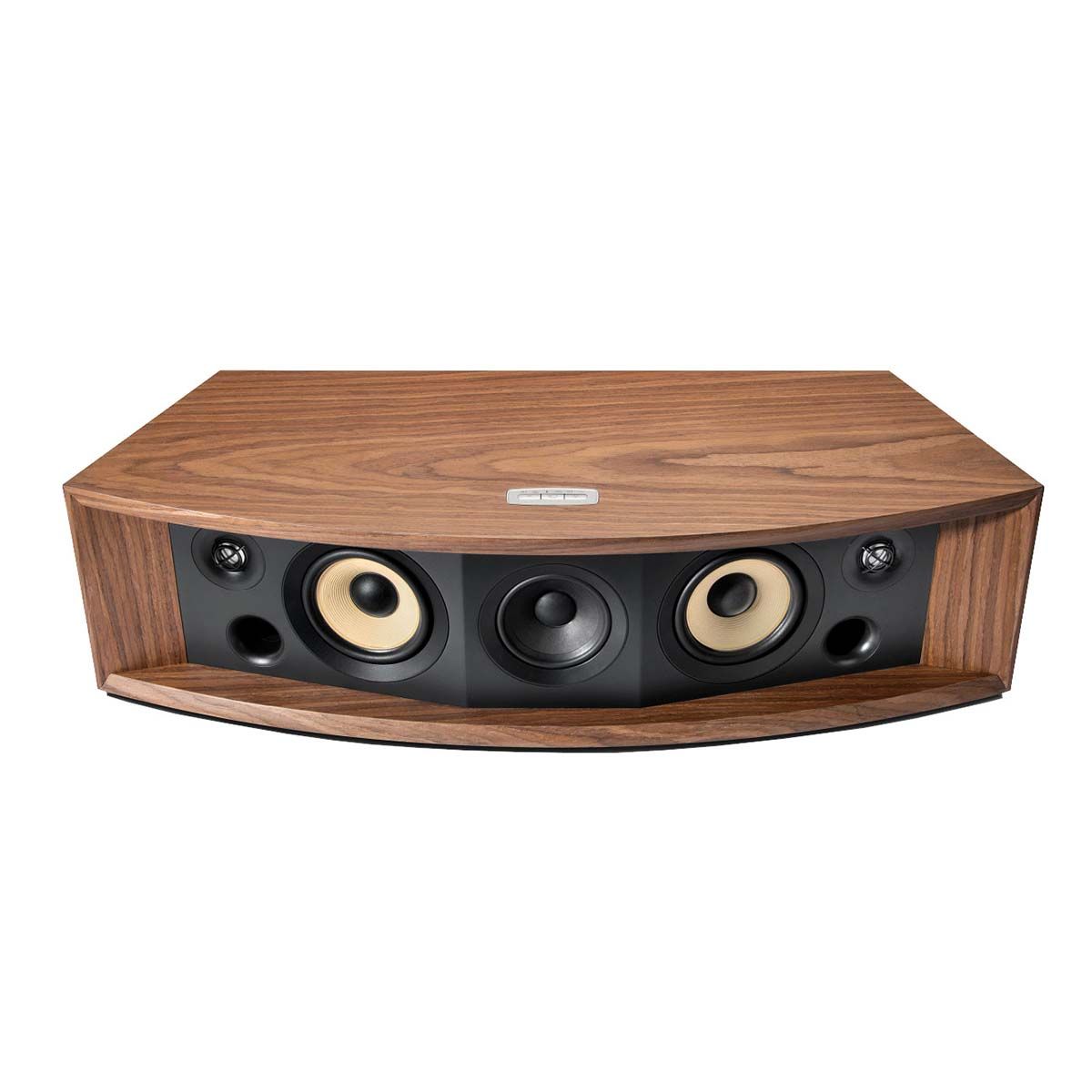 JBL L75ms Music System - Walnut angled top view without grille