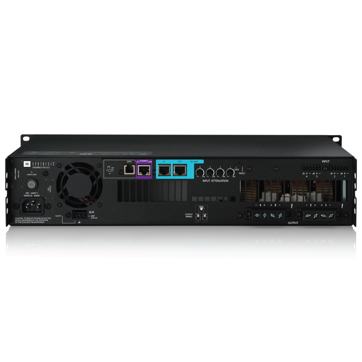 JBL Synthesis SDA 4600 4-Channel Power Amplifier, Black, back view