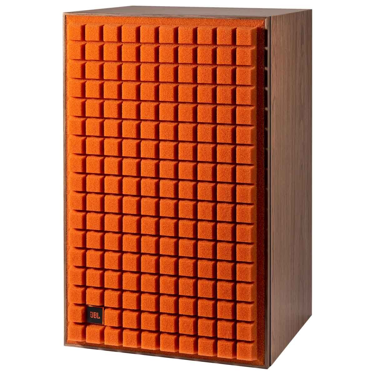 JBL L100 Classic MKII Loudspeaker Orange angled right front view with grille