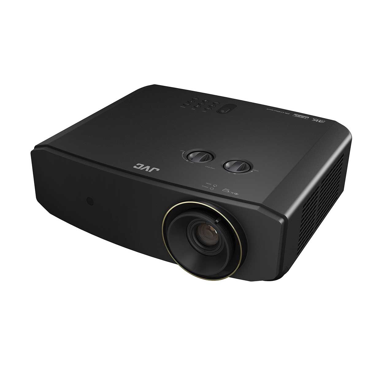 angled view of JVC LX-NZ3 home theater projector in black color