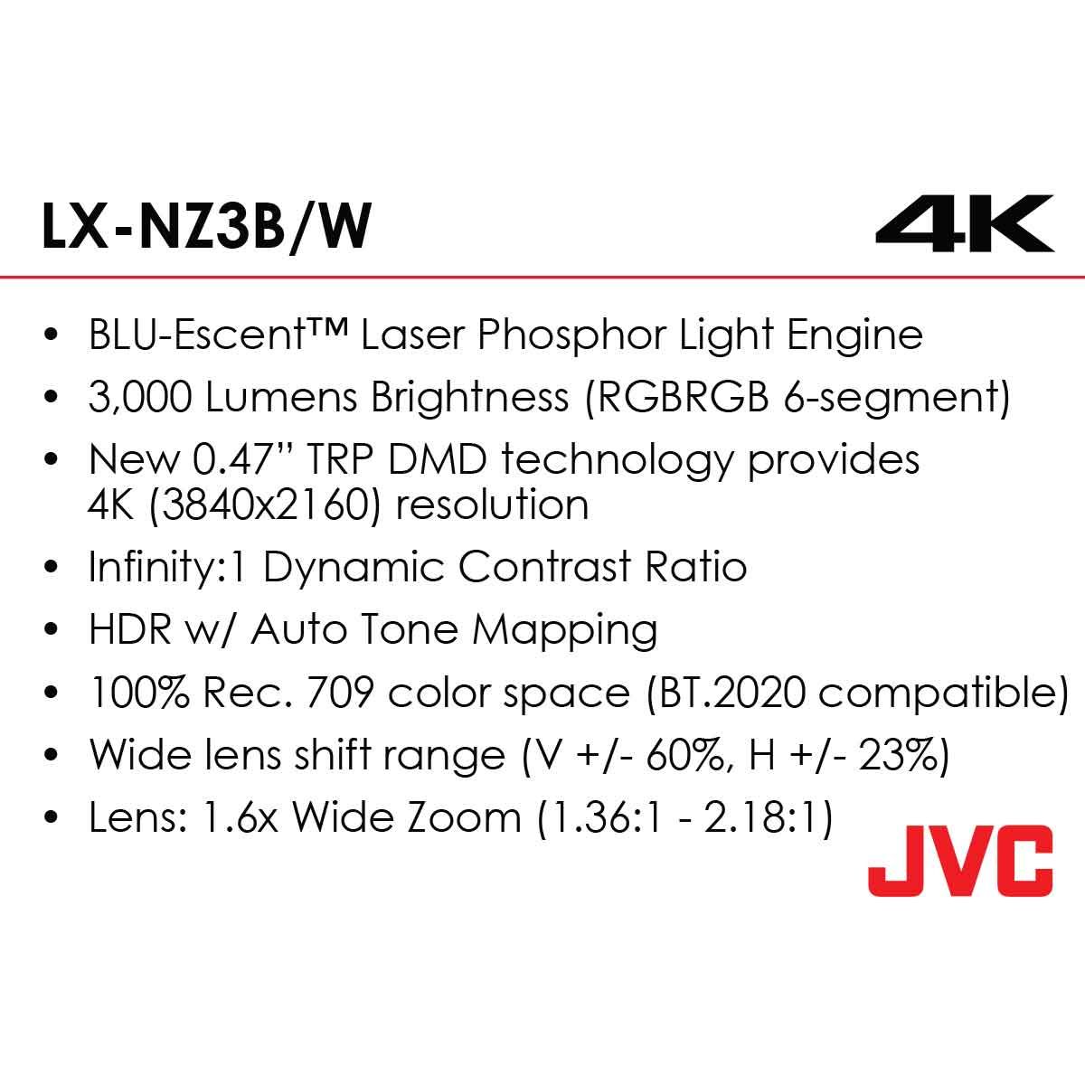list of JVC LX-NZ3 home theater projector features