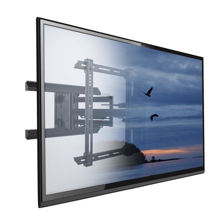 Kanto PMX660 Pro Series Articulating Mount with T.V mounted on it.