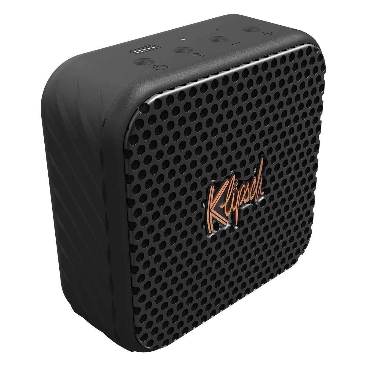 Klispch Austin Ultra Portable Bluetooth Speaker angled left front view