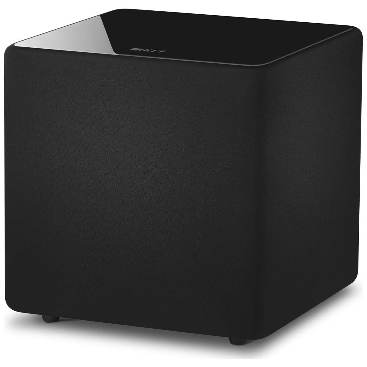 KEF KUBE8b 8-inch Bass Driver Active Subwoofer - Gloss Black - Each - angled front view