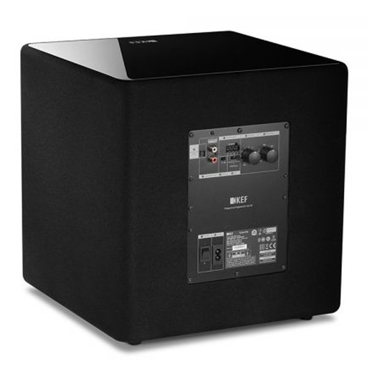 KEF KUBE12b 12-inch Bass Driver Active Subwoofer - Gloss Black - Each - rear view