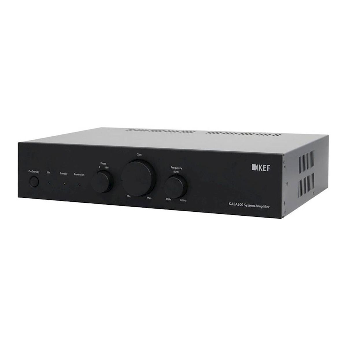 KEF KASA500 DSP Controlled 250W x 2 Systems Amp - Gray 2U Rack Ears Included - Each - angled front view