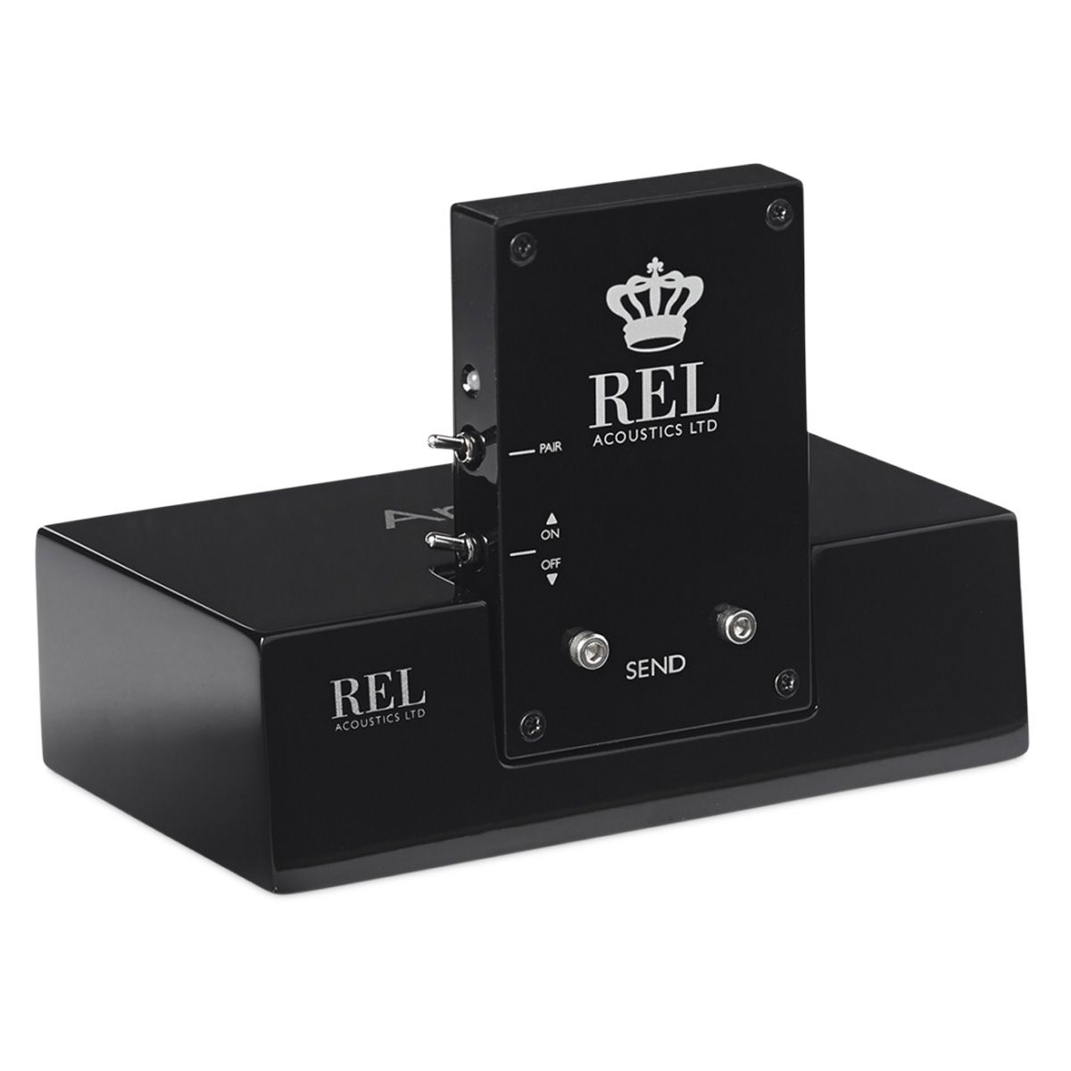 REL Acoustics Arrow Wireless Transmitter / Receiver - angled front view of transmitter