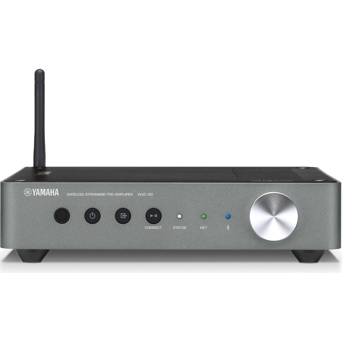 Yamaha WXC-50 MusicCast Wireless Streaming Preamplifier - front view with antenna