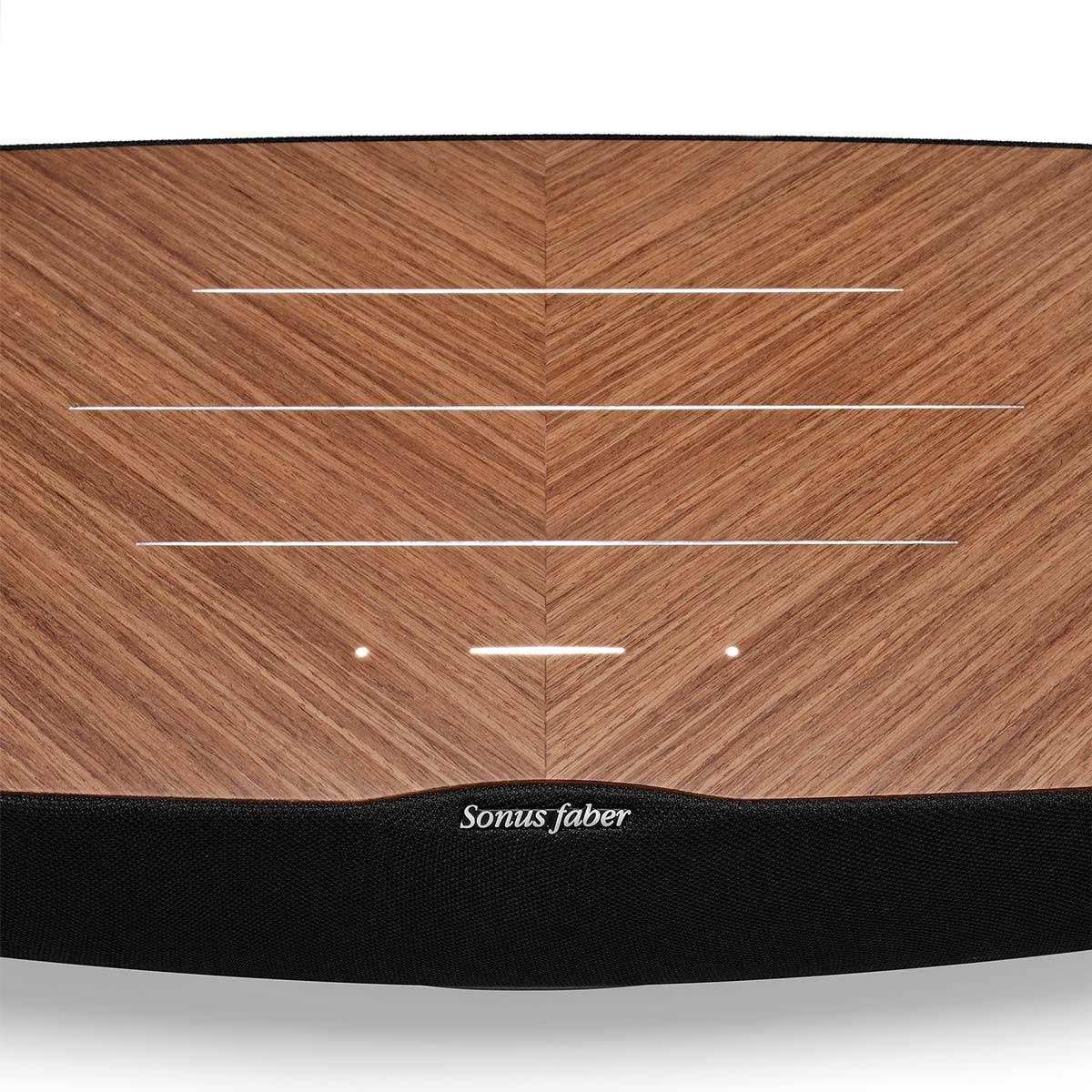 Sonus Faber Omnia Wireless Smart Speaker, Walnut, top panel detailed view