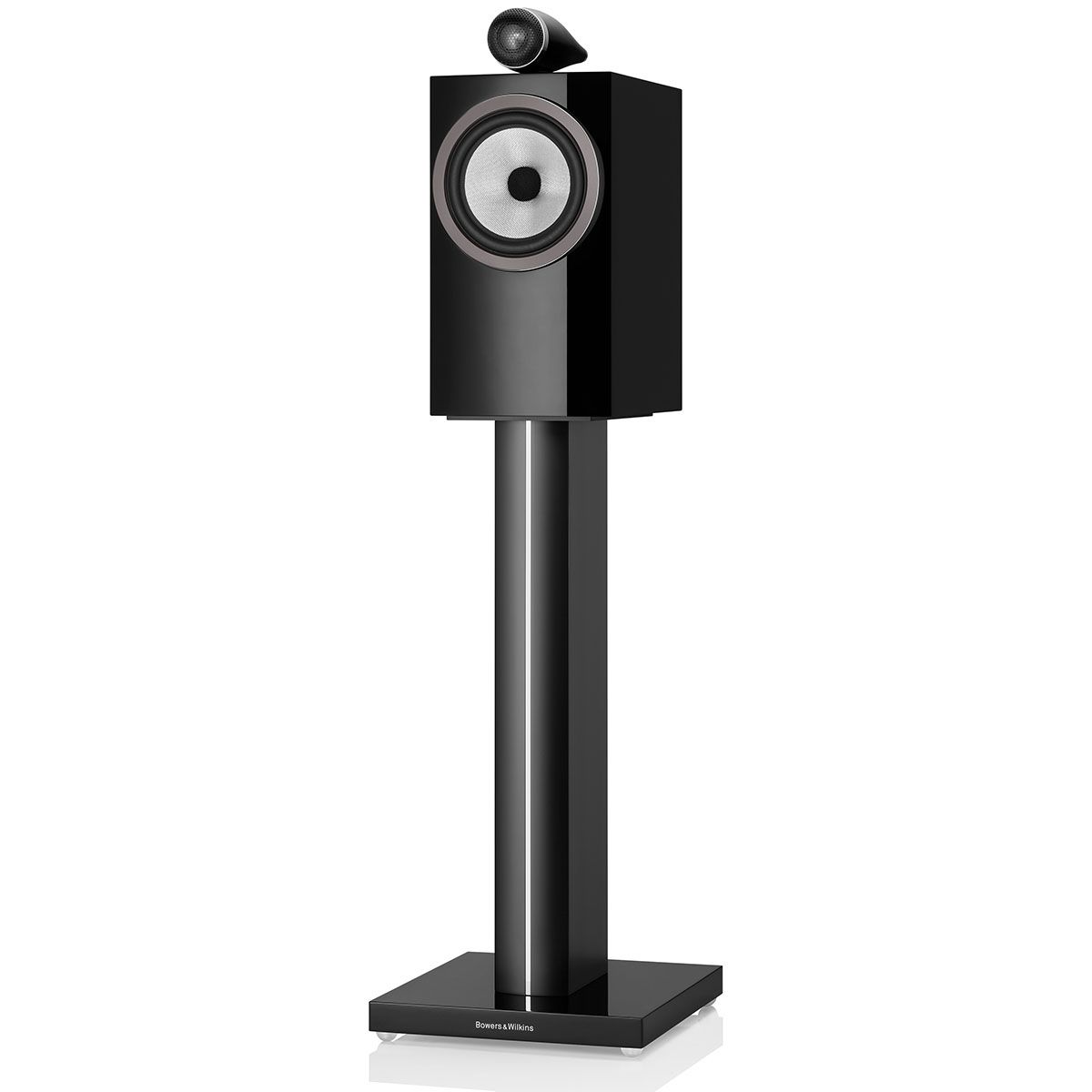 Bowers & Wilkins 705 S3 Gloss Black on stand mount angle shot