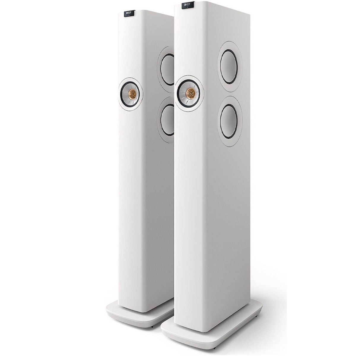 KEF LS60 Wireless Music System - Mineral White - Pair - front view