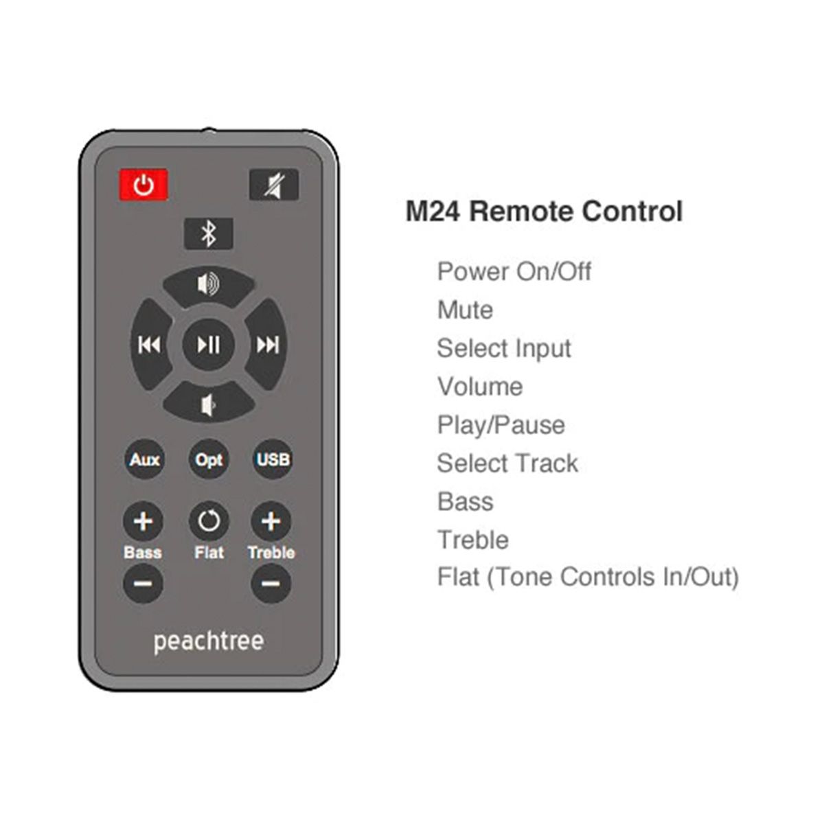 Peachtree M24 remote control graphic and description