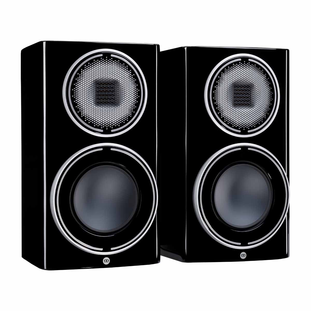Monitor Audio Platinum 100 3G Bookshelf Loudspeaker - front view of piano black pair