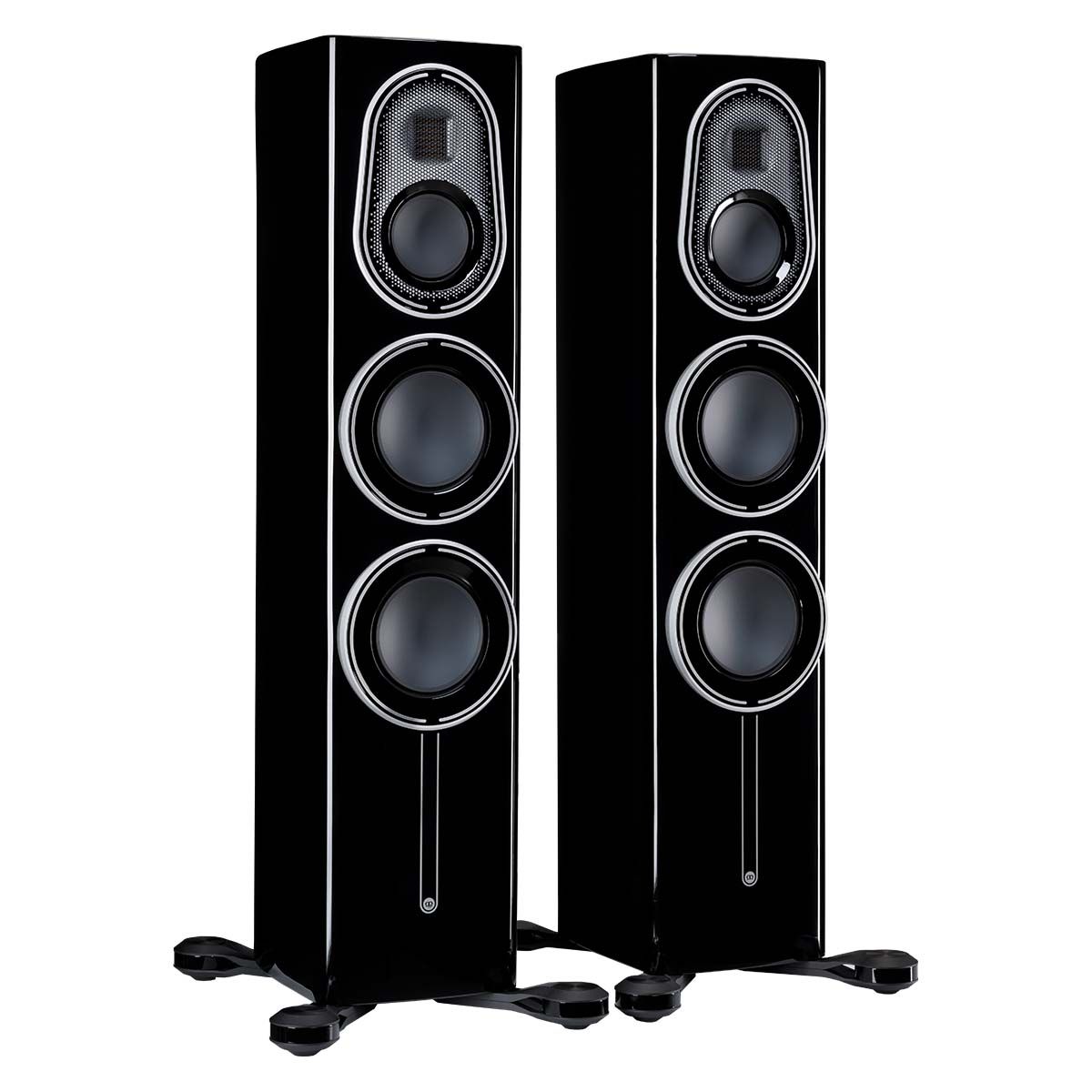 Monitor Audio Platinum 200 3G Floorstanding Loudspeaker - front view of gloss black pair