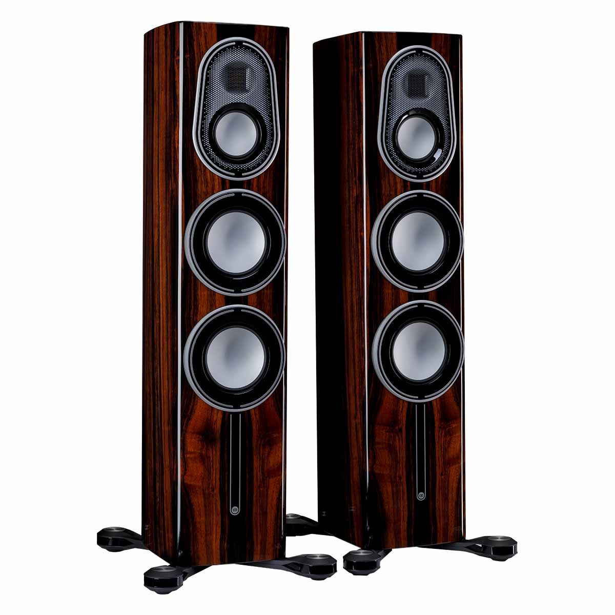 Monitor Audio Platinum 200 3G Floorstanding Loudspeaker - front view of gloss ebony pair