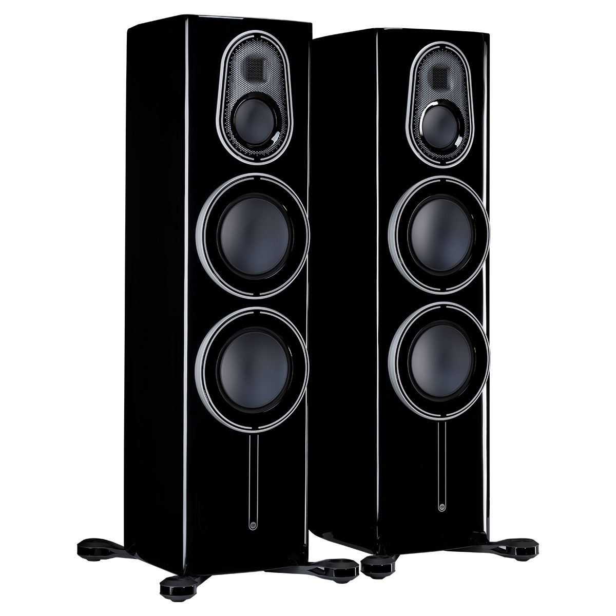Monitor Audio Platinum 300 3G Floorstanding Loudspeaker - front view of piano black pair