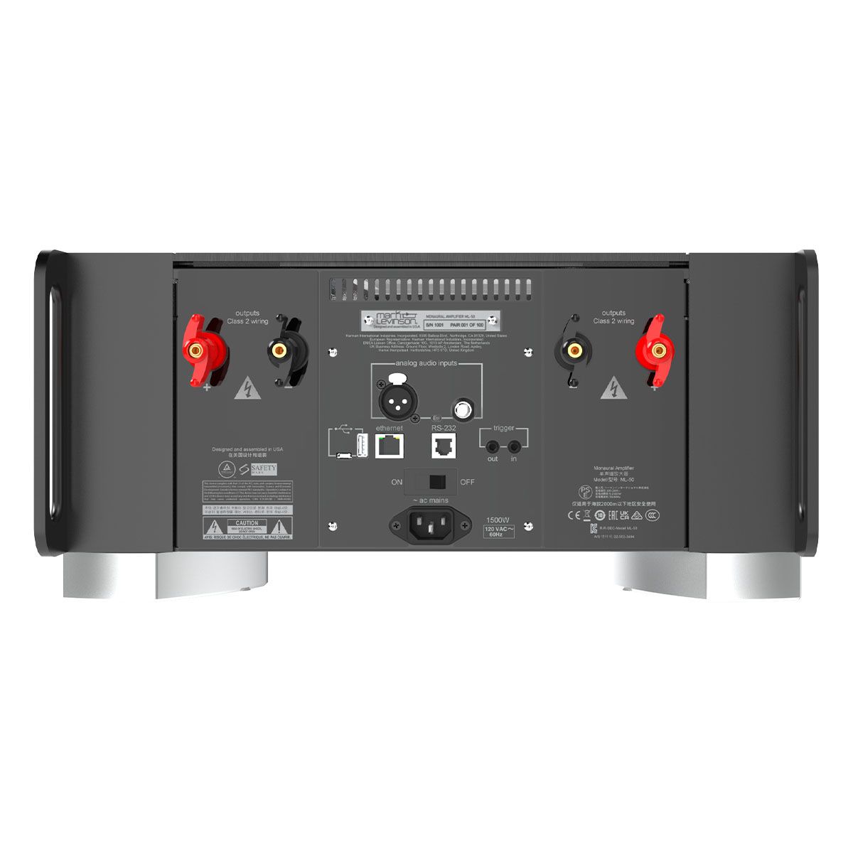 Mark Levinson ML-50 50th Anniversary Limited Edition Monaural Amplifier - Pair - rear view of single
