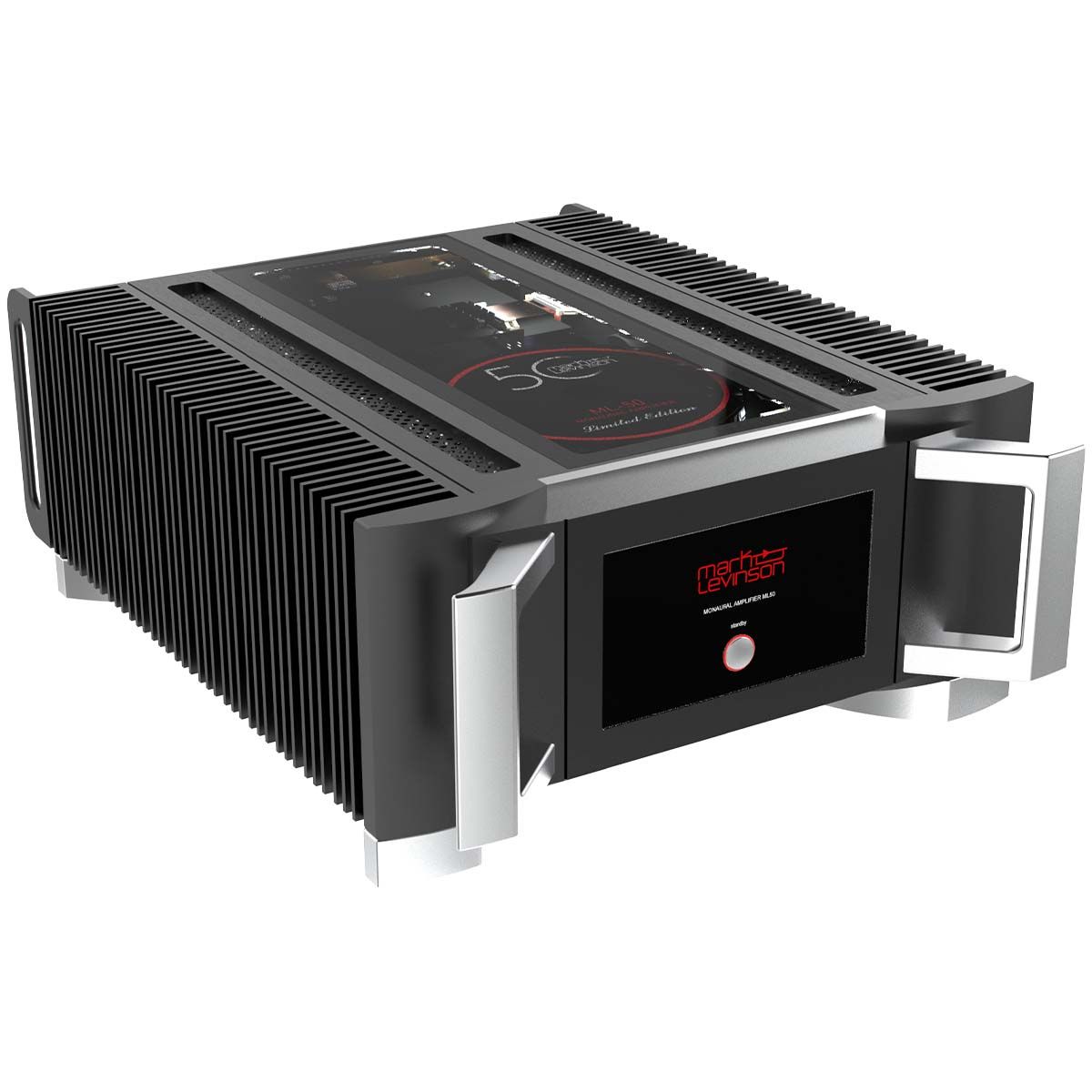 Mark Levinson ML-50 50th Anniversary Limited Edition Monaural Amplifier - Pair - left angled front view of single