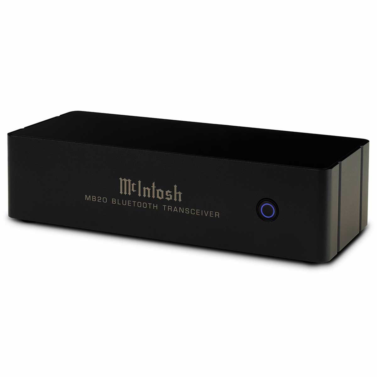 McIntosh MB20 Bluetooth Transceiver, black, front left angle with no antenna