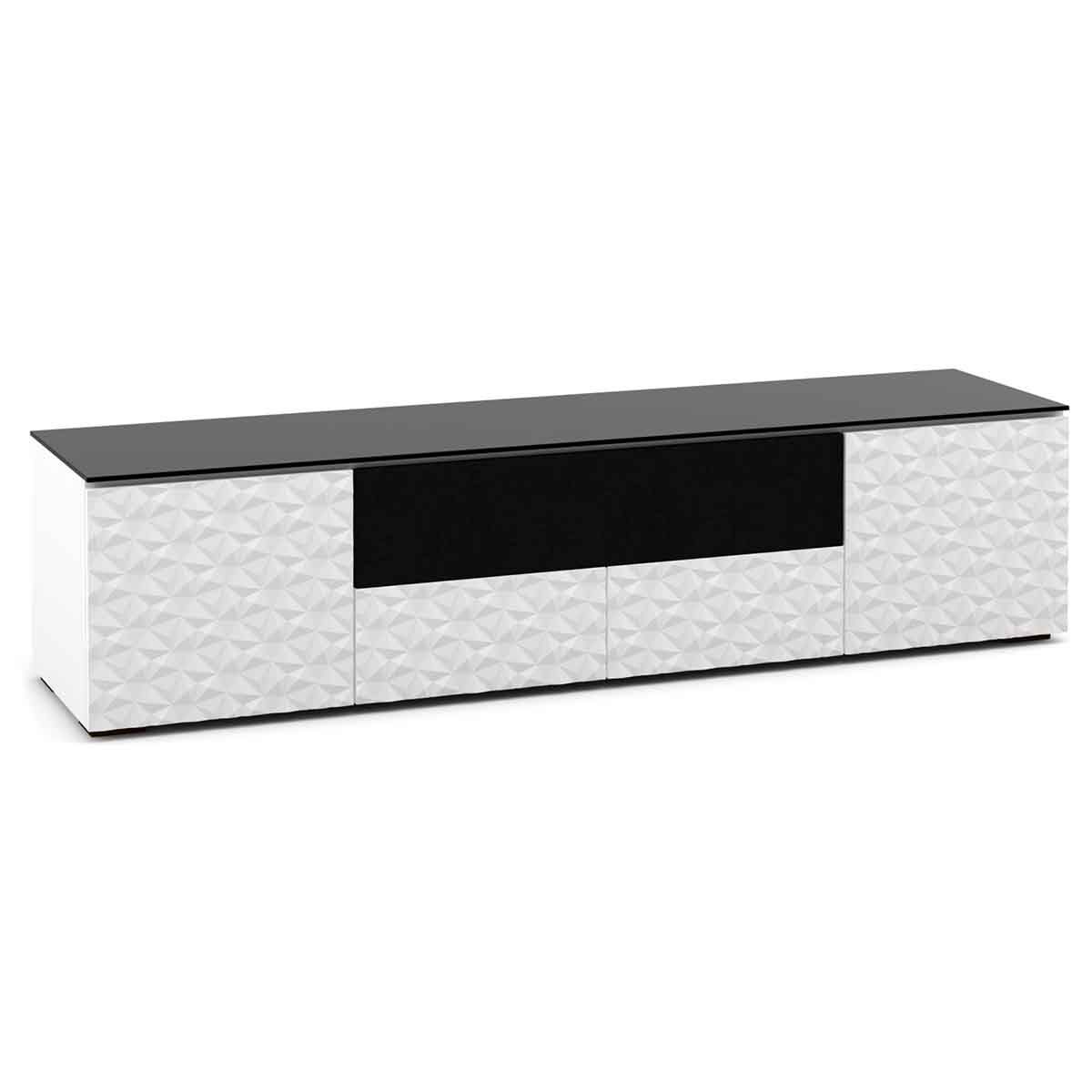 Salamander Designs Milan 245 Quad-Width AV Cabinet with Center Speaker Opening- White / Black Glass- front view