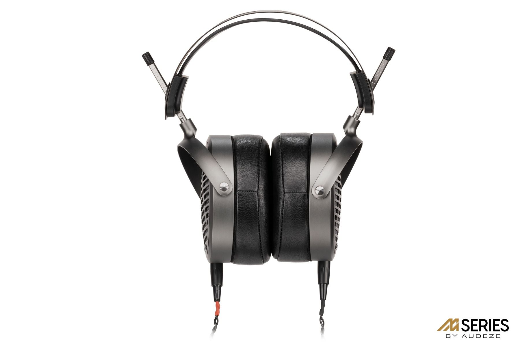 Front view of Audeze MM-500 Open-back Planar Magnetic Over-ear headphones in black color.