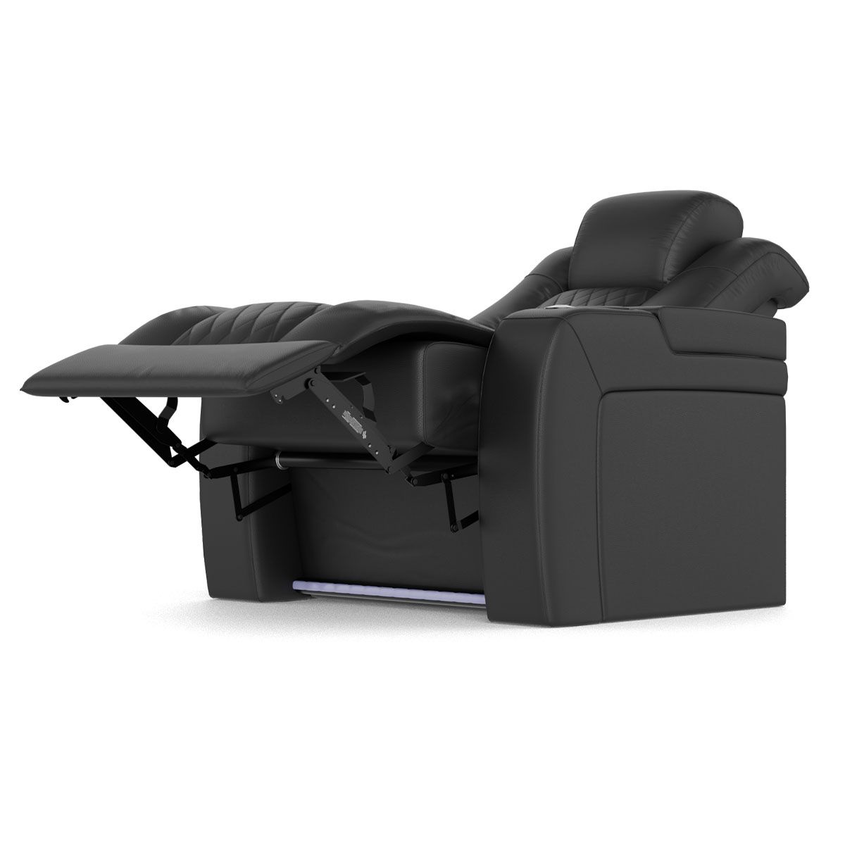 Audio Advice Revelation Home Theater Seating - right angled side view of reclined 2 arm chair