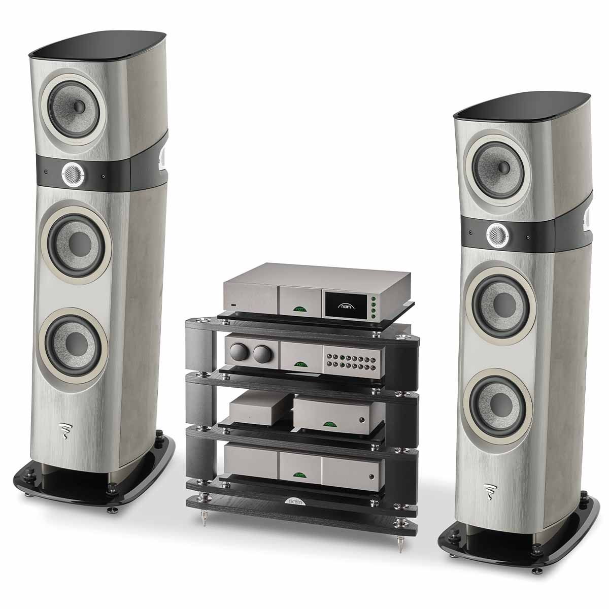 Focal Naim 10th Anniversary Edition Bundle - angled front view of entire system