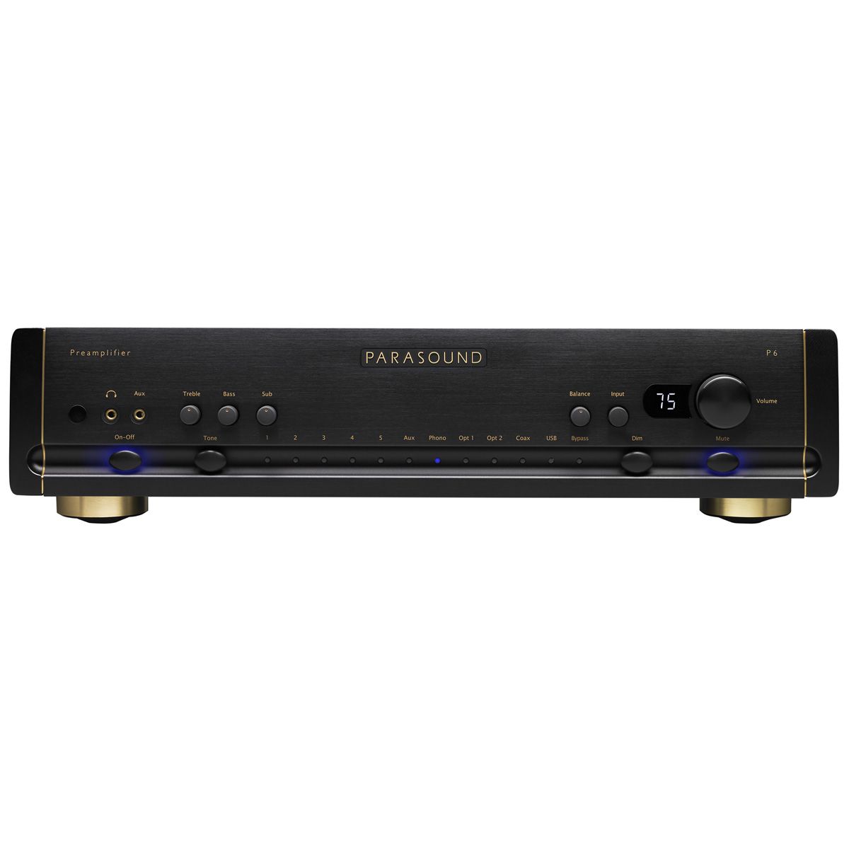 Parasound Halo P6 2.1-Channel Preamplifier & DAC front view