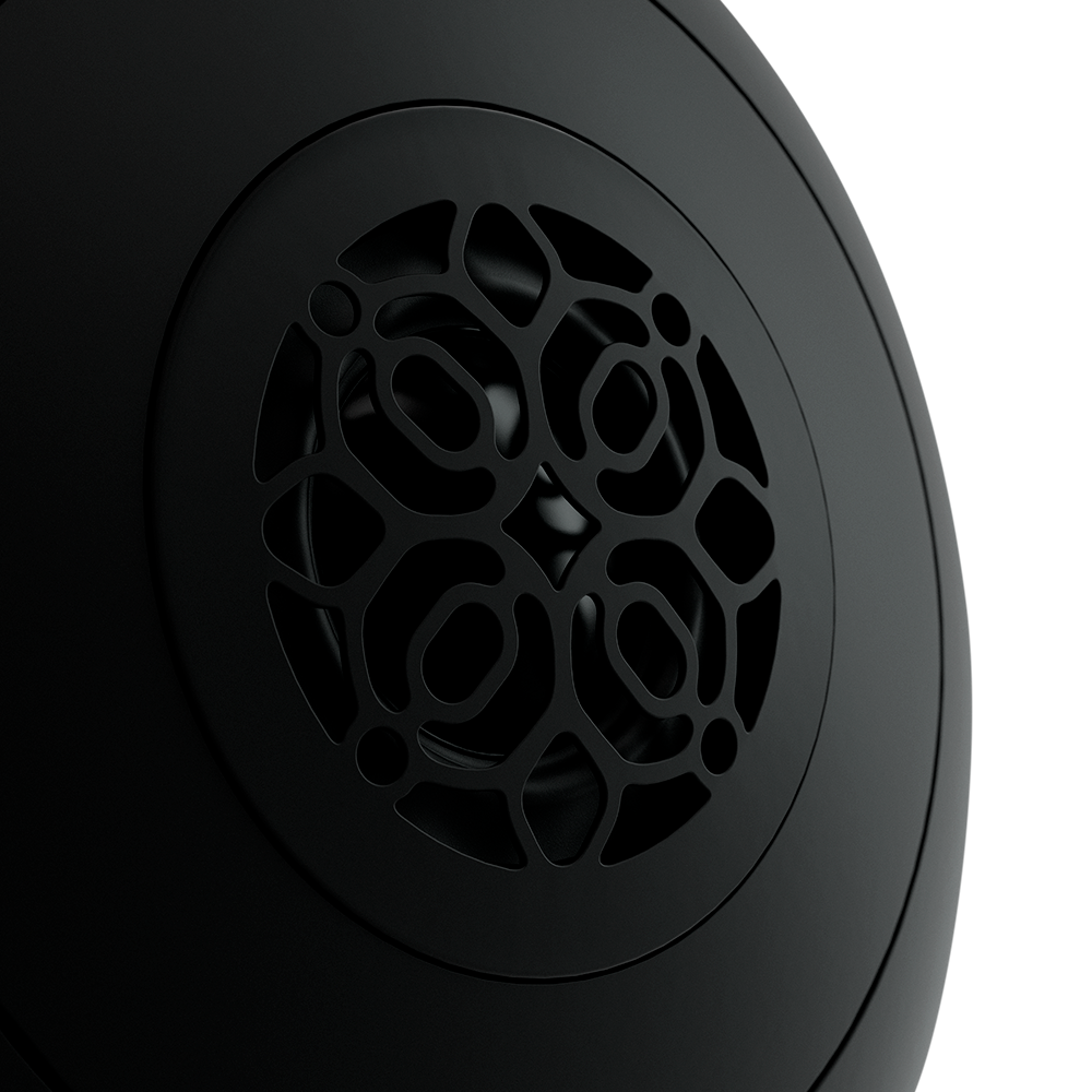 Devialet Phantom II 95dB Wireless Speaker, Matte Black, detailed front grille view