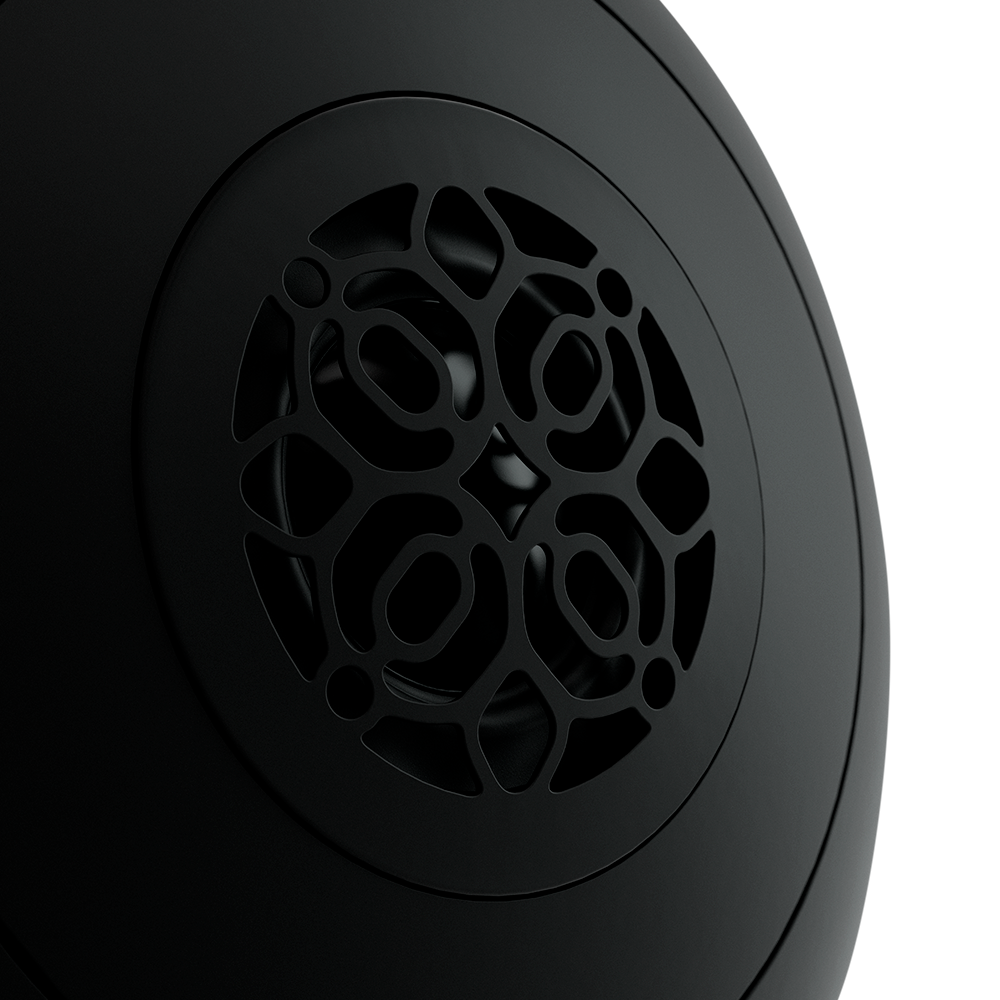 Devialet Phantom II 98dB Wireless Speaker, Matte Black, detailed front grille view