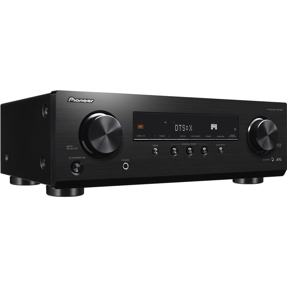 Pioneer VSX-834 7.2 Channel AV Receiver on white background showing input selection knob